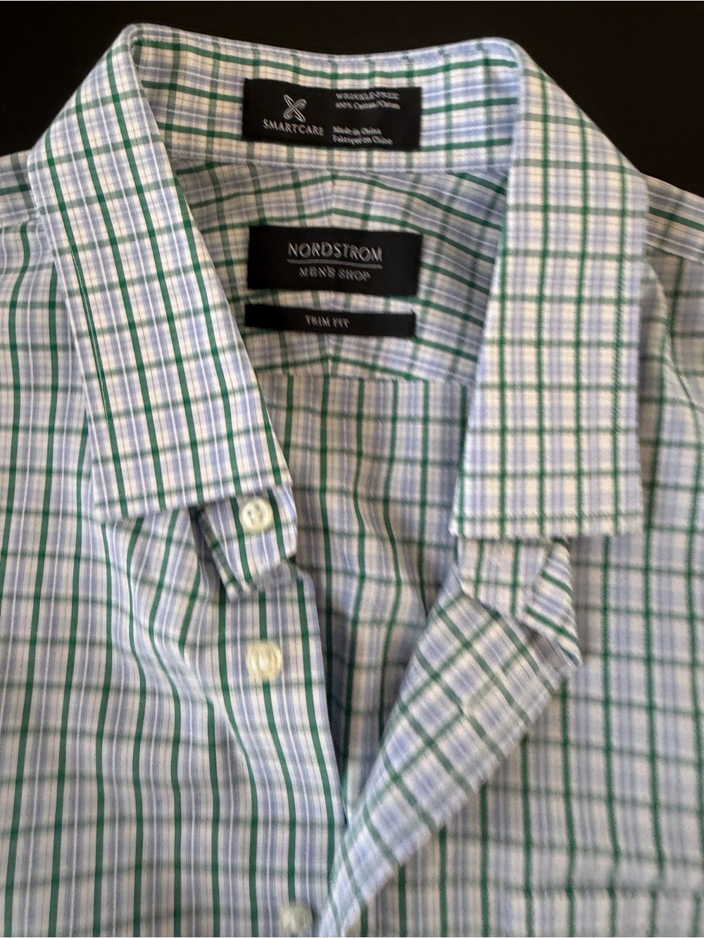 Nordstrom Men's Trim Fit Green & Blue Plaid Shirt